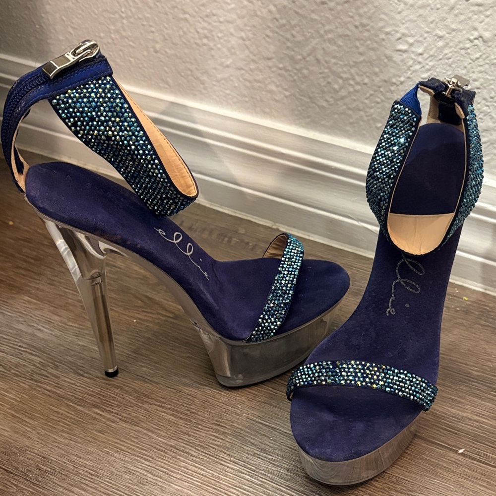 Ellie Navy and Silver Glitter Heels